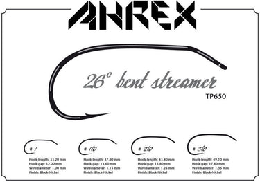 AHREX TP650 26 DEGREE BENT STREAMER HOOK SIZE