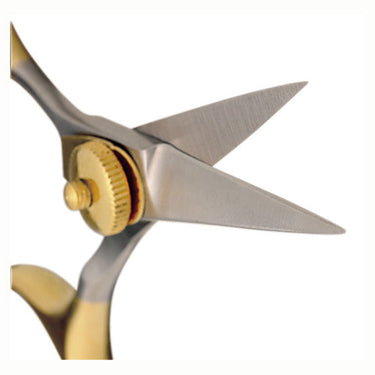 ALL PURPOSE RAZOR SCISSOR, 4", ADJUSTABLE TENSION, GOLD LOOPS, STRAIGHT, SERRATED