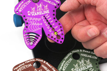 HARELINE HACKLE, HOOK, BEAD GAUGE ANODIZED