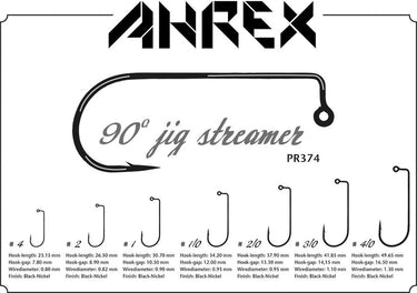 AHREX PR374 90 DEGREE JIG STREAMER HOOK